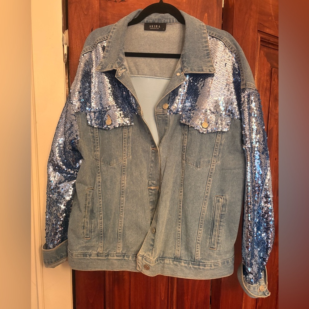Oversized Sequined Jean Jacket